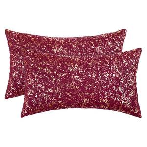 lot 4335 image: AVOIN colorlife Spring Summer Gold Foil Velvet Throw Pillow Covers 12 x 20 Inch, Burgundy Luxury Accent Cushion Case Glitter Decoration for Home Sofa Couch Set of 2