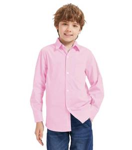 lot 4341 image: Boys Long Sleeve Button Down Toddler Dress Shirt Oxford Uniform Shirt with Chest Pocket