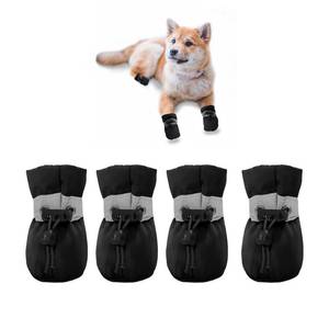 lot 4346 image: YAODHAOD Dog Shoes for Small Dogs, Puppy Dog Boots & Paw Protector for Winter Snowy Days, Anti-Slip Sole Dog Booties for Indoor Hardwood Floor 4PCS (Black, Size 4)