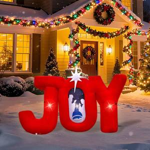 lot 5510 image: 5 FT Wide Inflatable Outdoor Nativity Scene Inflatables Decoration with LED Lights Yard Blow Up Decor House Festival Backdrop Party Family (Joy Nativity)