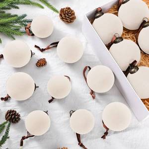 lot 5521 image: Foilswirl 18 Pcs Velvet Christmas Balls Bulk 3.15, 2.76, 2.36 Inch, Flocked Xmas Tree Ball Ornaments Plastic Velvet Christmas Ornaments Xmas Tree Hanging Decoration(Cream White)