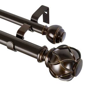 lot 5524 image: KAMANINA 1 Inch Double Curtain Rods 72 to 144 Inches (6-12 Feet) Telescoping Heavy Duty Drapery Rod for Windows 66 to 120, Netted Texture Finials, Antique Bronze