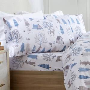 lot 5525 image: Market & Place 100% Turkish Cotton Flannel Sheet Set  4 Piece Deep Pocket Novelty Cozy Winter Bed Sheets  Double Brushed for Extra Softness & Comfort  Alpine Collection (King, Winter Wildlife)