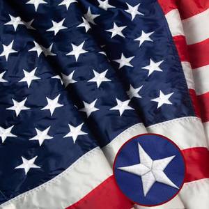 lot 6137 image: 6x10FT American Flag Outdoor -USA Heavy Duty Nylon US Flags Long Lasting US Flag with Embroidered Stars, Sewn Stripes & Brass Grommets Water-Resistant Perfect for Outdoor Use All Weather