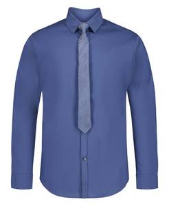 lot 6141 image: Van Heusen Long Sleeve Collared Button-Down Dress Shirt and Tie Set, Medium Blue, 8