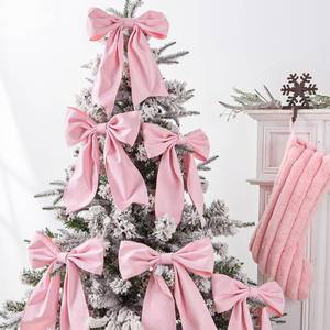 lot 6154 image: Bunny Chorus Christmas Decorations Indoor 6 Pack Extra Large Pink Velvet Bowknot Tree Ornaments, Hanging Xmas Bow Tie Garland for Tree Fireplace Mantel Wreath, Kids Home School Office Party D�cor