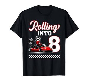 lot 6159 image: Port and company size L. Rolling into 8 Year Old Go Kart Kid Racing 8th Birthday T-Shirt
