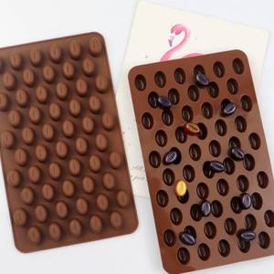 lot 6161 image: A2 Pack, Cute Coffee Bean Shaped Silicone Chocolate Candy Cake Mold