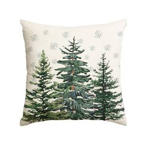 lot 6175 image: AVOIN colorlife Christmas Trees Snowflake Throw Pillow Cover, 20 x 20 Inch Winter Holiday Cushion Case Decoration for Sofa Couch