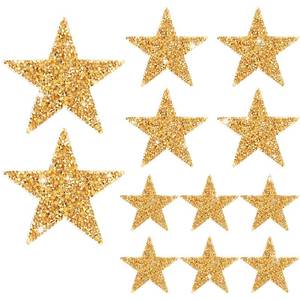 lot 6179 image: 12pcs Star Iron On Patches Rhinestone Gold Stickers Adhesive Applique Stars Glitter Crystal Patches Sequin Vintage Patch Fabric Patch for Clothing,Jeans,Jackets,Caps,Dress,Bag,DIY Clothing Repair