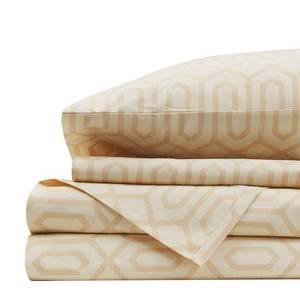 lot 7014 image: Comfort Spaces 100% Cotton Sheet Set Breathable, Lightweight, Soft with 14 Elastic Pocket Fits up to 16 Mattress, All Season Cozy Bedding, Matching Pillow Case, Queen Diamond Tan 4 Piece