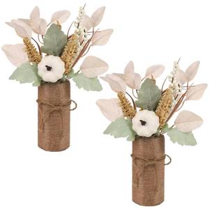 lot 7032 image: winemana 2 Pack Fall Table Decor, Fake Pumpkin Leaf Berry Dining Table Centerpiece Thanksgiving Decorations for Harvest Wedding Room Home Farmhouse Porch