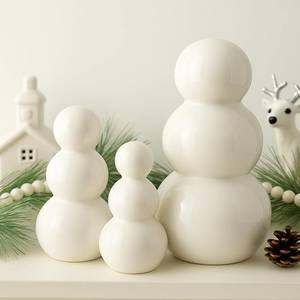 lot 7045 image: Yalikop 3 Pcs Christmas White Ceramic Snowman Decoration Modern Snowman Table Top Decorations for Home Office Bedroom Indoor Decor Holiday Party Supplies Christmas Gifts