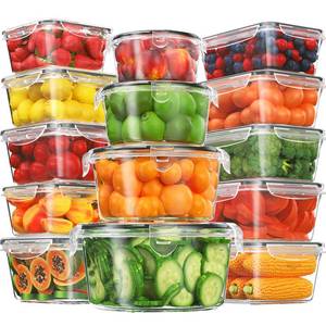 lot 7047 image: 28 Pieces Food Storage Containers with Lids EXTRA LARGE Freezer Containers for Food BPA-Free Meat Fruit Vegetables Plastic Containers with lids Storage Airtight Leak-Proof Food Boxes for Kitchen