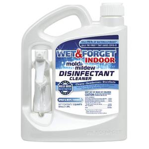 lot 7055 image: Wet & Forget Indoor Mold and Mildew All-Purpose Cleaner Deodorizes, Disinfects, Kills 99.9% of Bacteria and Viruses, Ready to Use, 64 Fl. Oz. (Leaking)