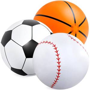 lot 7056 image: Lewtemi Giant Inflatable Sports Balls Large Inflatable Beach Ball Baseballs Soccer Rainbow Basketball Football for Sport Birthday Party Favor (3 Pcs,Soccer, Baseball, Basketball,27 Inch)