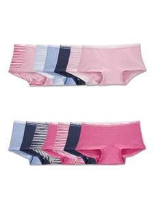 lot 8058 image: Fruit of the Loom Girls Big Cotton Boyshort Underwear, 14 Pack-Fashion Assorted, 8