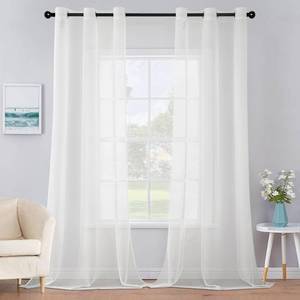 lot 8059 image: MIULEE Solid Color Sheer Curtains 84 Inches Long 2 Panels Set - Elegant Lightweight Grommet Light Filtering Window Voile PanelsDrapesTreatment for Bedroom Living Room W42 x L84 Inch, Ivory