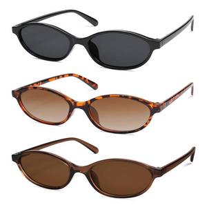 lot 8065 image: HERJOUR Retro Oval Cat Eye Sunglasses for Women Y2k Trendy Narrow Sunnies Designer Sun Glasses AR82253