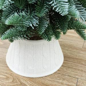 lot 8083 image: Slsxip 7.5 Inch Knitted Christmas Tree Collar, Rustic Mini Tree Skirt Base Cover for Small Tabletop Trees, Holiday Home Decor,White