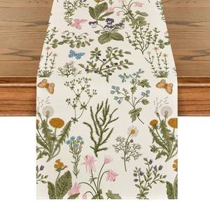 lot 8088 image: Artoid Mode Wildflowers Floral Spring Table Runner, Butterfly Seasonal Summer Kitchen Dining Table Decoration for Home Party Decor 13x60 Inch