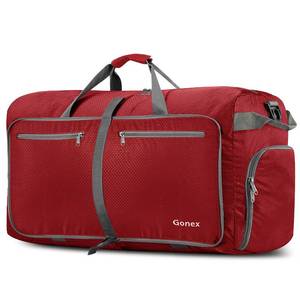 lot 8097 image: Gonex 150L Large Foldable Travel Duffle Bag with Shoes Compartment, Packable Lightweight Water Repellent Duffel Bag for Camping Gym Weekender Bag Red