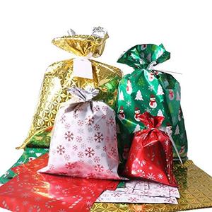 lot 8107 image: WesGen Christmas Gift Bags, 40Pcs Santa Wrapping Gift Bag in 4 Sizes and 4 Designs, with Ribbon Ties and Tags