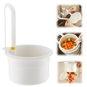 lot 8127 image: Kitchen Sink Strainer Basket, General-purpose Self-Cleaning Sink Strainer Basket - Hands-Free Press to Empty, Prevents Clogs & Messy Scraping (White)