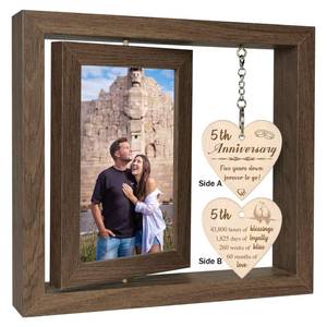 lot 8130 image: EYITUPC 5 Year Anniversary Picture Frame Gifts for Her Him, Wood 5th Wedding Anniversary Photo Frame for Wife Men Husband, Display 2 4x6 Inch