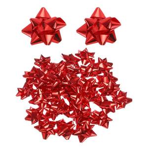 lot 8141 image: MECCANIXITY 36pcs 3 Mini Star Gift Bows Small Metallic Christmas Bows for Gift Wrapping Presents Birthday Wedding, Self Adhesive, Red