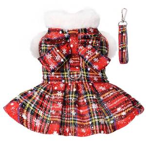 lot 8146 image: Dog Sweater Dress, Puppy Sweaters for Small Dogs Girl Winter Pet Clothes Outfit for Chihuahua Yorkie Teacup Cold Weather Red Plaid Cat Apparel Clothes (XX-Small, Red)