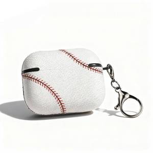 lot 8150 image: SURANBULI for Leather AirPods Pro 3 Case 2025 (A2700A2931) - Sport Ball Shape, with Lock, Skin Accessory - Charging Case Cover for Men Women, Baseball