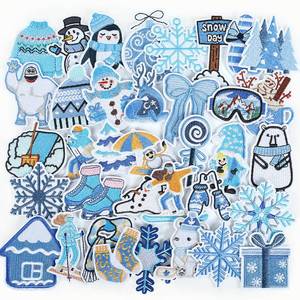 lot 8155 image: Funcolor Winter Iron on Embroidered Patches 36pcs Snowflakes Snowman Skiing Patches Sew on for DIY Clothing - Cute Bear Deer Repair Applique Patch for Hats Jackets Jeans Bags Backpacks Gifts