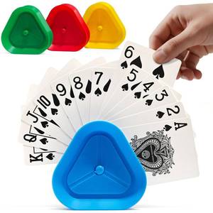 lot 8174 image: Playing Card Holders 4 Pack - Triangle Hands Free Card Holder for Kids, Adults, Seniors  Plastic Card Holders for Poker, Game Nights, Classroom Activities (4 Colors)
