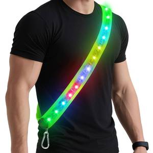 lot 8181 image: Zacro LED Reflective Sash Light Up Vest for Night Walking with 5 Colors & 3 Light Modes, Rechargeable High Visibility Neon Safety Gear for Men Women Dog Walking