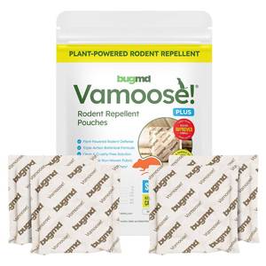 lot 8183 image: BugMD Vamoose Plus Peppermint Oil Mouse Repellent Pouches  Natural Mice Repellent Indoor & Rat Deterrent for House, Garage, RV, Car & Storage  Plant-Powered Rodent Control - 1 Pack - 4 Pouches