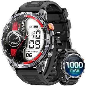 lot 8184 image: mingwear Military Smart Watches for Men,1.75�� Smartwatch with 100-Day Ultra-Long BatteryFlashlight,Fitness Watch for Heart RateSleepCalling110 Sports Mode Smart Watch for Android iOS 1000 mAh