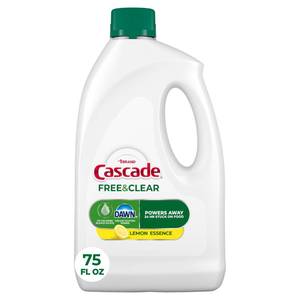 lot 8197 image: Cascade Free & Clear Dishwasher Detergent Liquid Gel, Dish Detergent, Dishwasher Soap, Lemon, 75oz