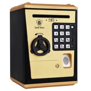 lot 10318 image: LIKE Toy Piggy Bank Safe Box Fingerprint ATM Bank ATM Machine Money Coin Savings Bank for Kids (Golden)