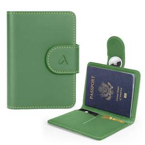 lot 10322 image: ALLIVE Rfid Passport Holder for Travel Women, Rfid Passport Cover Wallet, Genuine Leather Passport Holder for Travel with AirTag Hidden, Airport Essentials, Travel Gifts (Avocado Green)