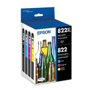 lot 10328 image: EPSON 822 DURABrite Ultra Ink High Capacity Black & Standard Color Cartridge Combo Pack (T822XL-BCS) Works with WorkForce Pro WF-3820, WF-3823, WF-4820, WF-4830, WF-4833, WF-4834