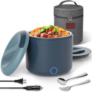 lot 10334 image: WisaKey 41oz Electric Lunch Box Food Warmer �� 100W Leakproof Portable Heated Lunch Container for Office, Car, Truck, Camping, 12V24V110V220V Meal Prep Heater, Driver Trucker Gift For Women Men