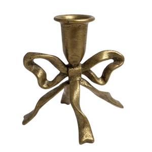 lot 10338 image: Bow Candle Holder, Bow Metal Taper Candle Holder 5 H x 4.81 W, Gold, Black, Decorative Candle Holders for Centerpiece, Table, Wedding (Gold)