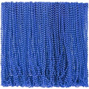 lot 10345 image: Riceshoot 200 Pcs Blue Bead Necklace Bulk Mardi Gras Oval Beads Necklace Party Favors 33 7mm Metallic Color Beaded Costume Necklaces for Halloween Christmas Festive Event Accessories