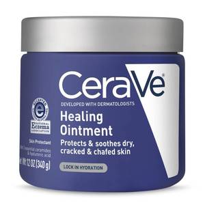 lot 10346 image: CeraVe Healing Ointment, Hydrating Skin Protectant With Petrolatum, Hyaluronic Acid & Ceramides, Face & Body Skin Barrier Repair For Cracked, Chafed, Dry Skin, Fragrance Free & Lanolin Free, 12 Oz