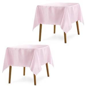 lot 10348 image: P Pothuiny 2 Pack Light Pink Satin Tablecloth 54 x 54 Inches Square Table Cloth Overlay Satin Table Cover Bright Smooth Fabric Decoration for Wedding Banquet Party Dining