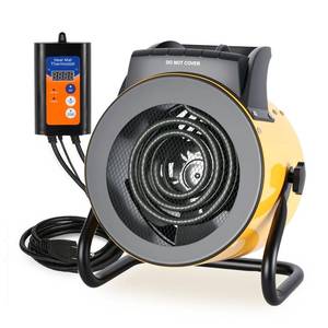 lot 13887 image: LHUKSGF Greenhouse Heater with Digital Thermostat, 1500W Electric Outdoor Heater, Overheat Protection, Fast Heating, Waterproof for Grow Tent, Green House, Patio, Yellow