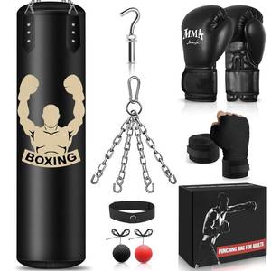 lot 13907 image: YORWHIN Hanging Punching Bag for Adults, 4FT PU Heavy Bag Boxing Training Equipment with 12OZ Gloves, Reflex Ball, Wristband, Kicking Bag Boxing Set for Training Karate Kickboxing Home Gym(Unfilled)