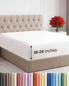 lot 13911 image: Extra Deep Queen Fitted Sheet - Hotel Luxury Single Fitted Sheet Only - Easily Fits 18 inch to 24 inch Mattress - Ultra Soft, Wrinkle Free with Extra Deep Pockets - Breathable & Comfy - Antique White