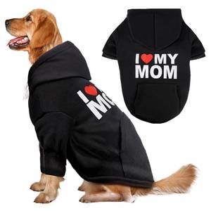 lot 14328 image: Dog Sweaters Hoodies for Large Dogs Security Ultra-Soft Fleece Dog Sweatshirt Cold Weather Pet Winter Clothes with Pocket for Small Medium Large Dogs (XL (Back 24.2,Chest 34.2), I Love My MOM)